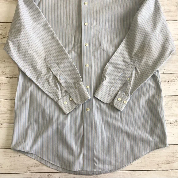 BROOKS BROTHERS 346 Men Striped Long Sleeve Button up Shirt Sz 15 1/2-2/3 - Picture 6 of 10